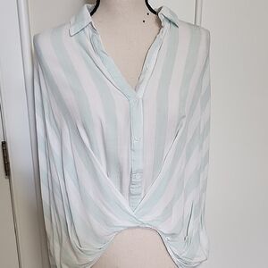 Striped Button-Up Women Top